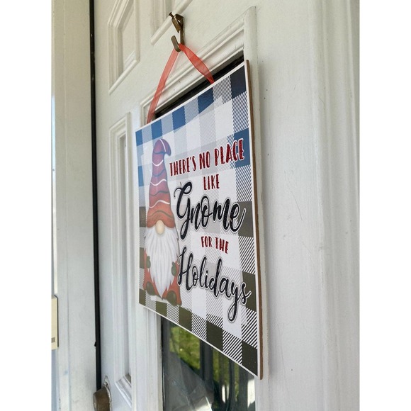 Black White buffalo check plaid theres no place like gnome for the holidays sign - Picture 5 of 6
